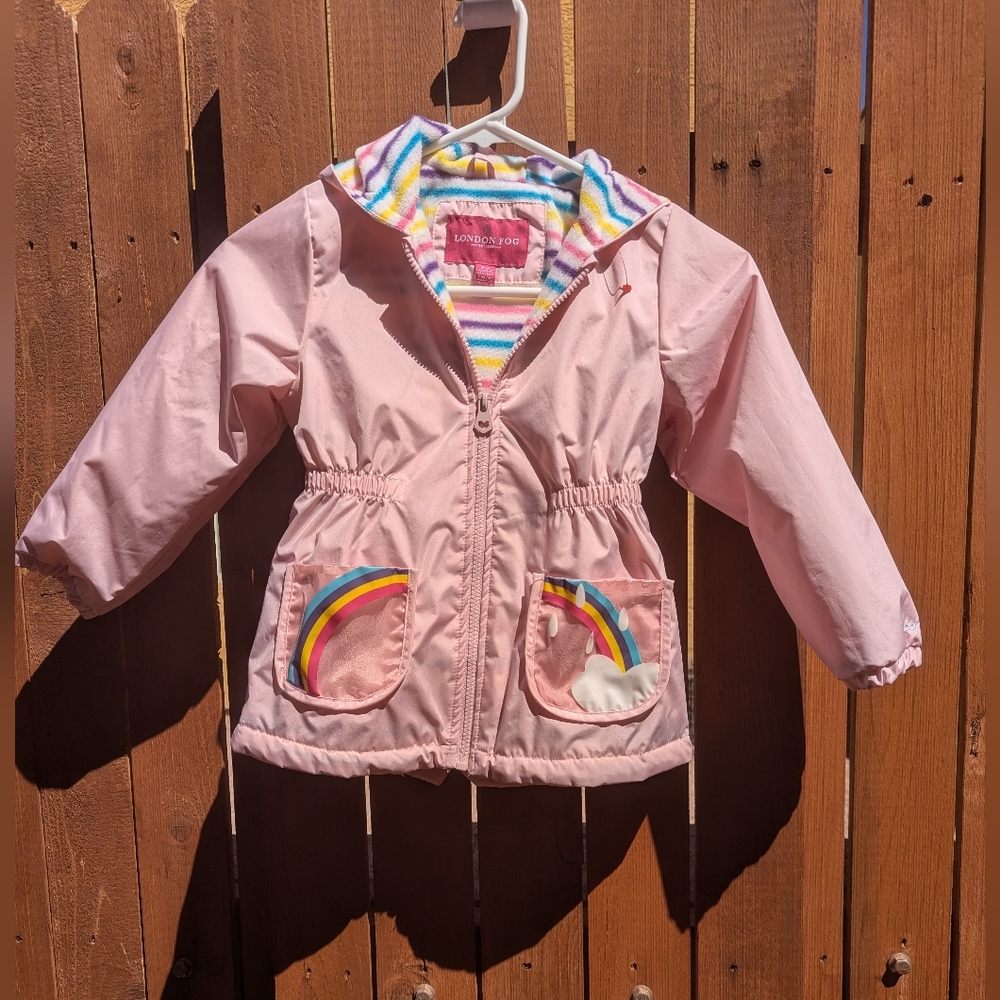 NWOT London Fog Girls Peplin Rainbow Fleece Lined Hooded Jacket (S/4)